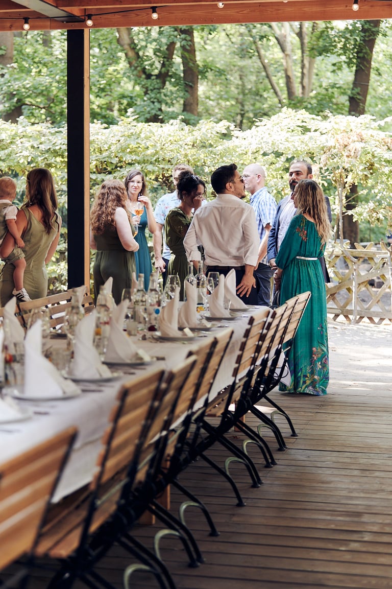 Wedding guests waiting for ceremony.