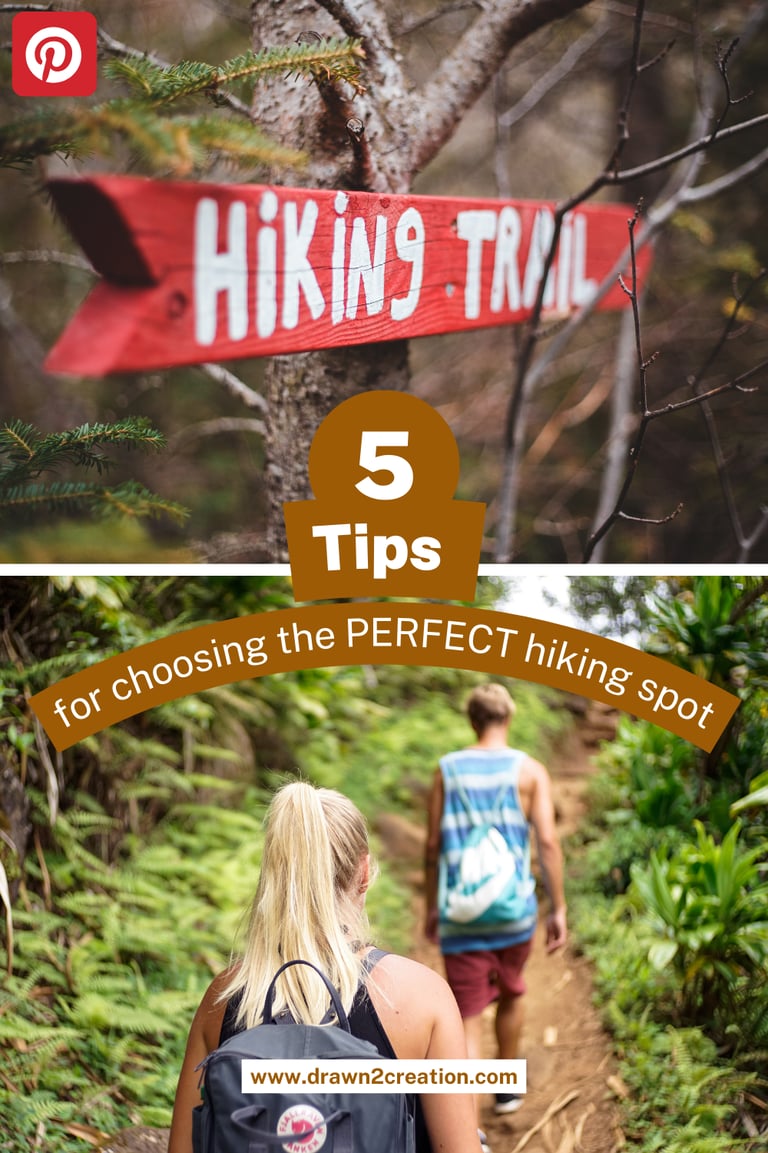 a woman hiking in the woods with a backpack and a hiking trail sign