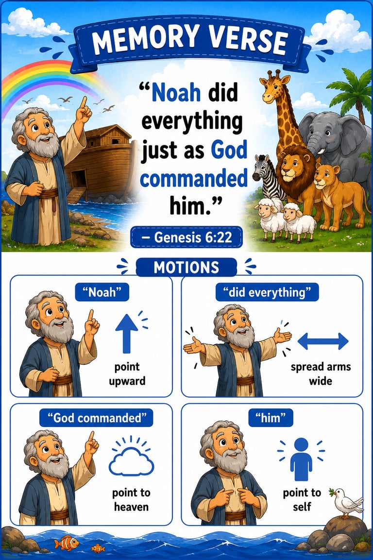Noah’s Ark Memory Verse for Kids – Genesis 6:22 with Motions