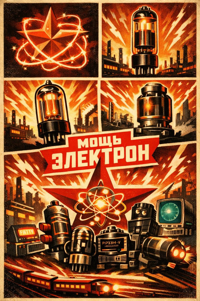 Мощь Электрон Power of Electron Russian Soviet poster