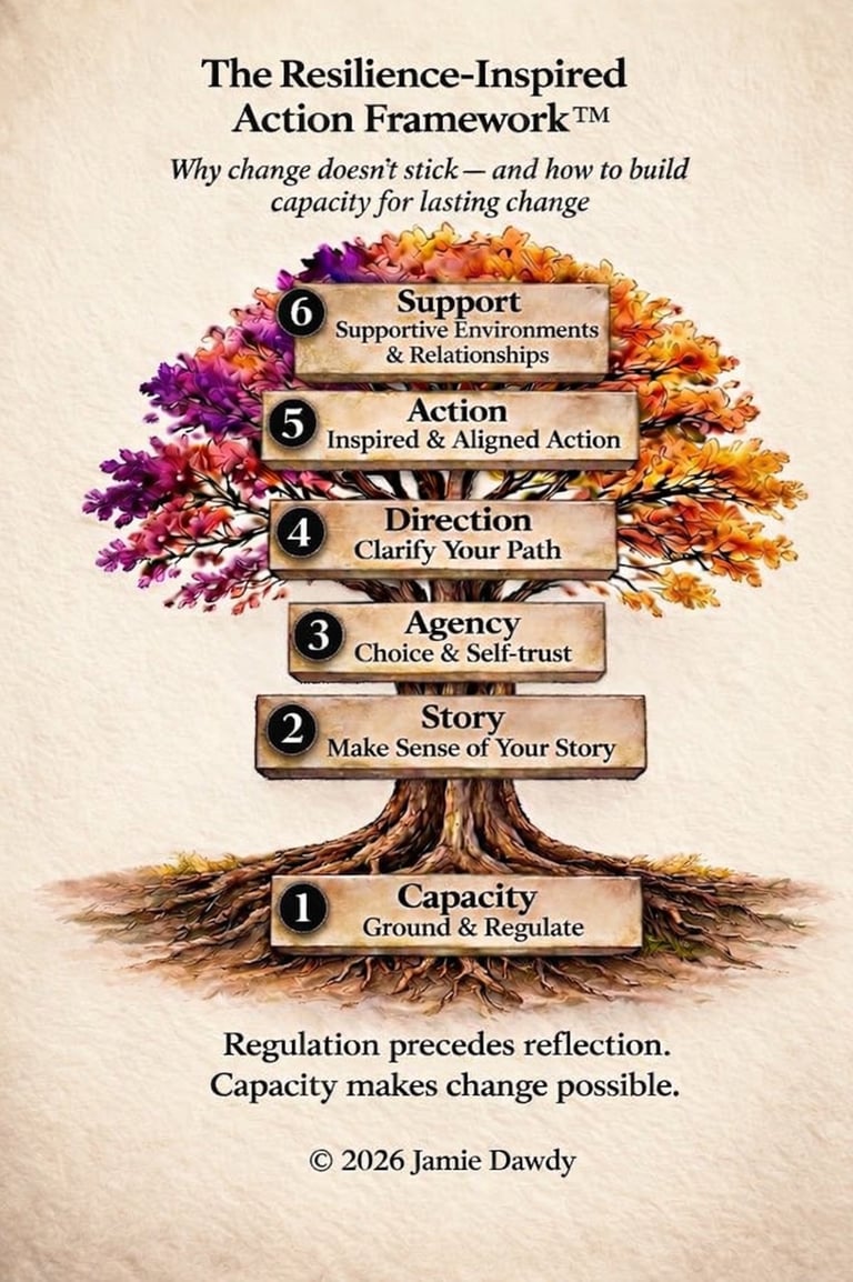 The Resilience-Inspired Action Framework methodology for resilience & sustainable behaviour change.