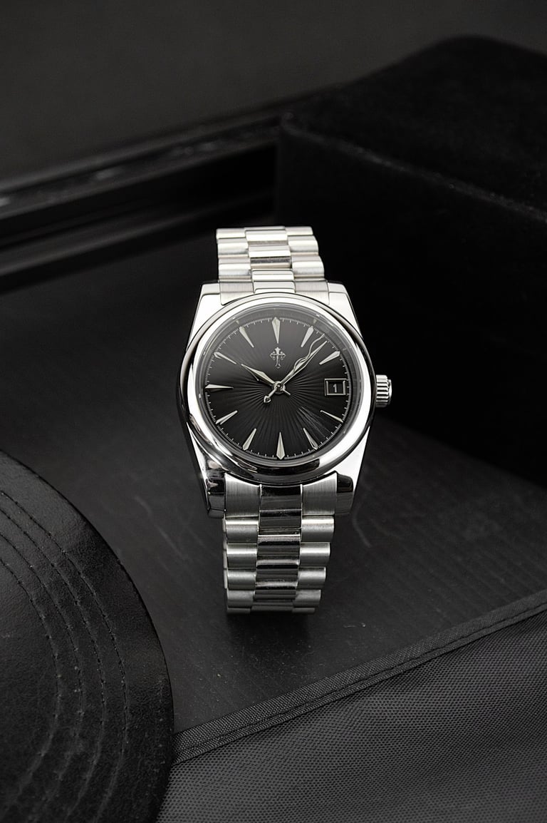a watch with a metal bracelet
