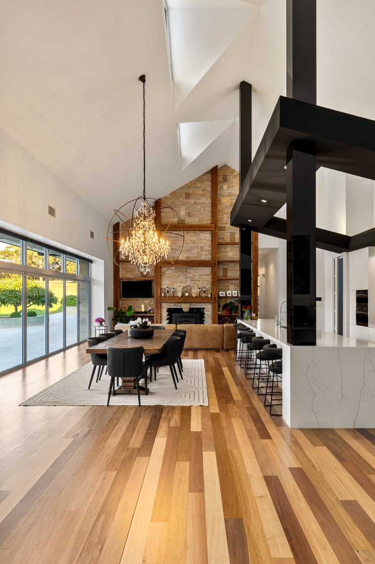 intérieur, hauteur sous plafond, cuisine, salon