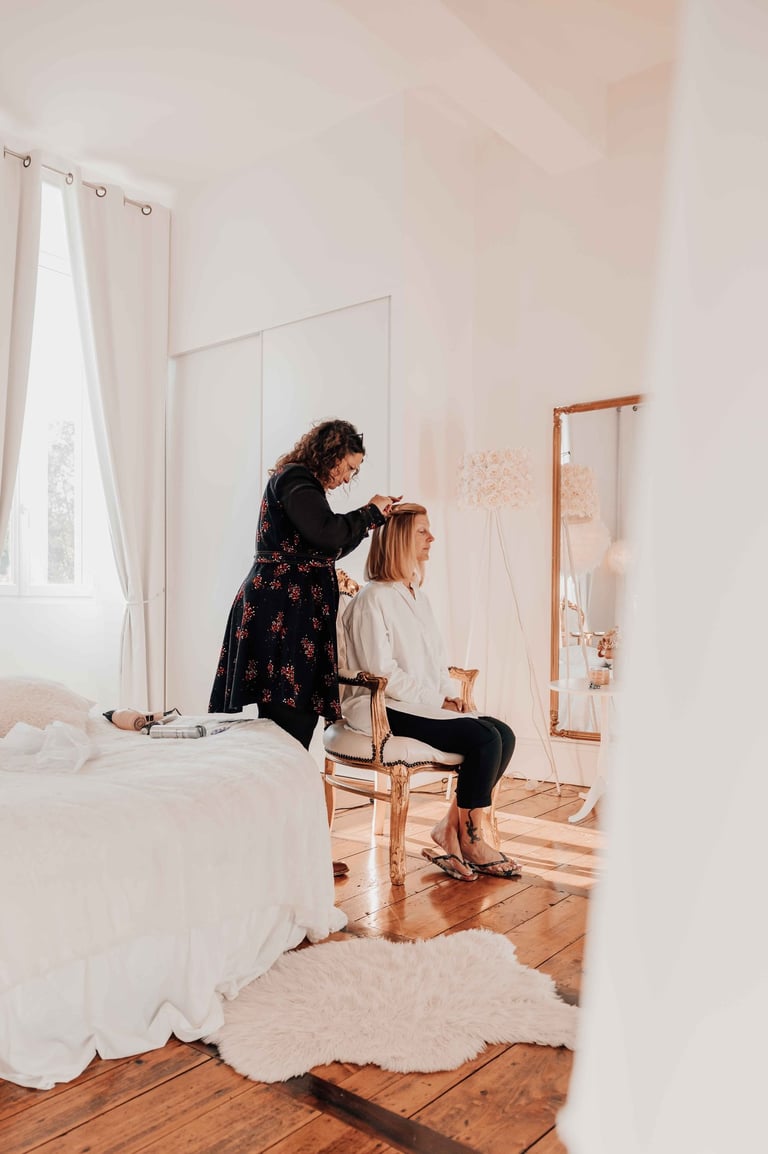preparation coiffure mariage