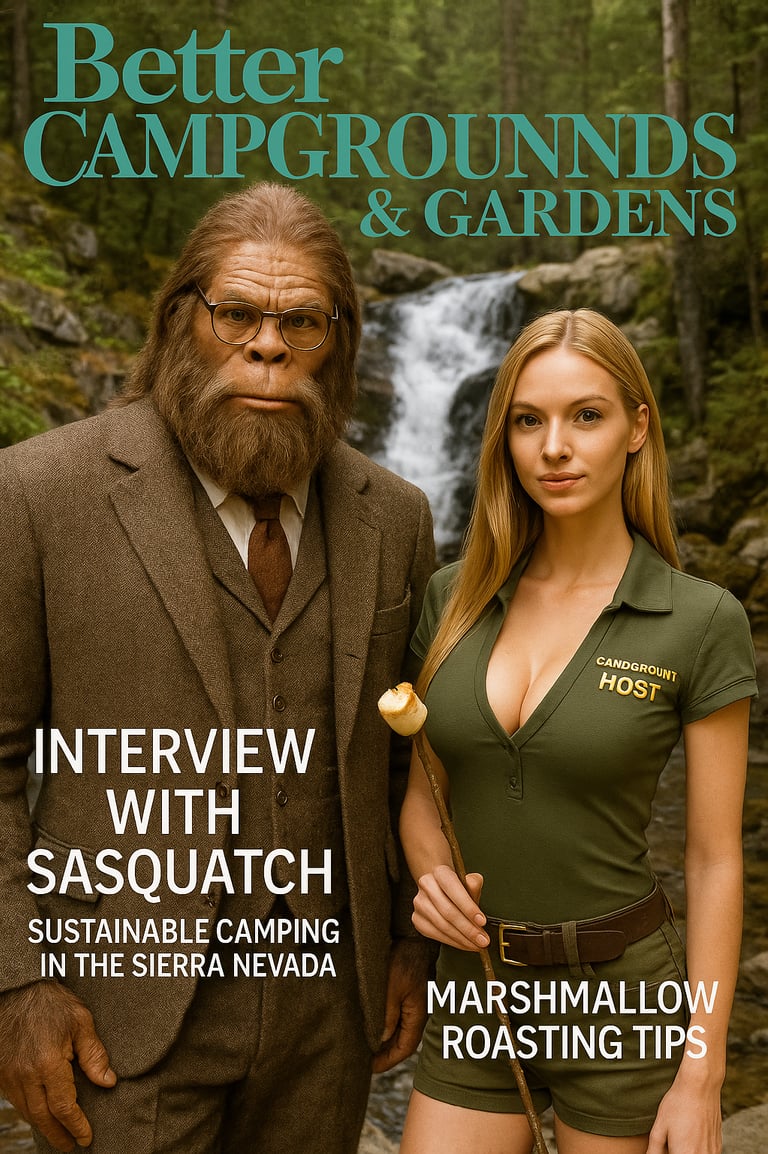 "Sasquatch and camp host Shandie by Musick Creek Falls."