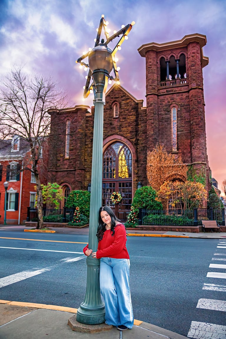 Lititz PA senior pictures in downtown Lititz by Lititz PA senior picture photographer