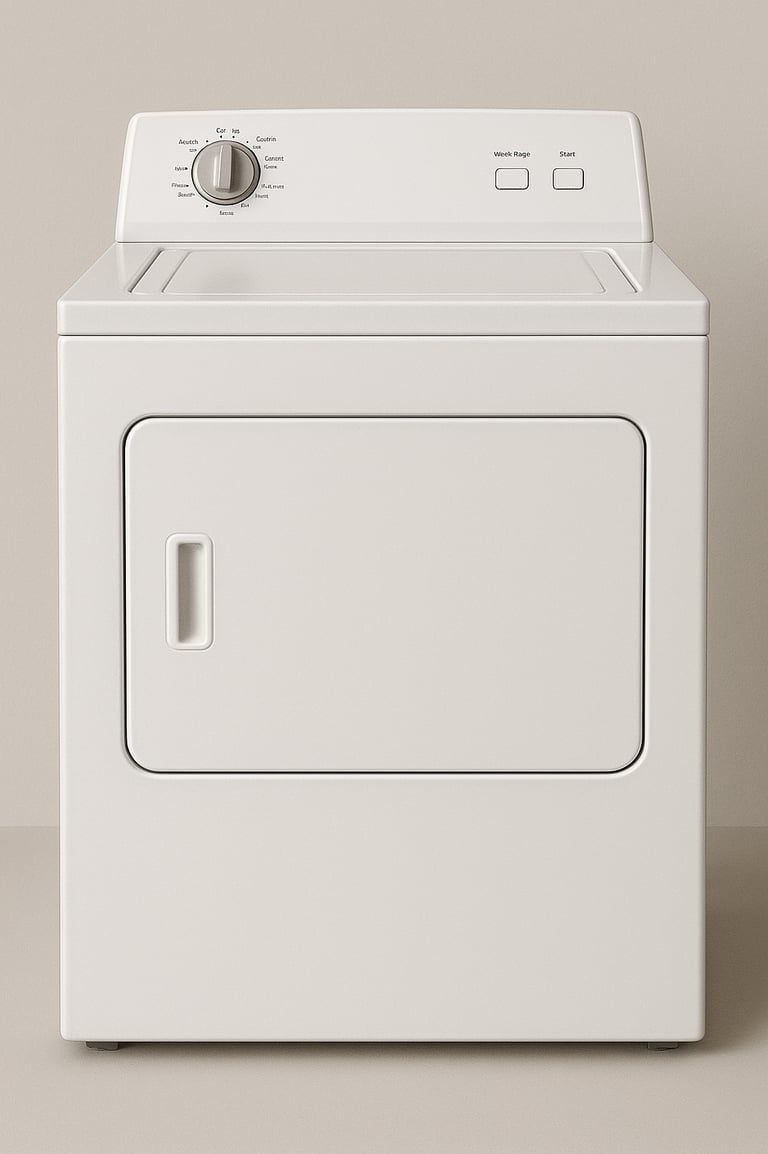 White Admiral dryer shown beside a service description highlighting common dryer repair issues