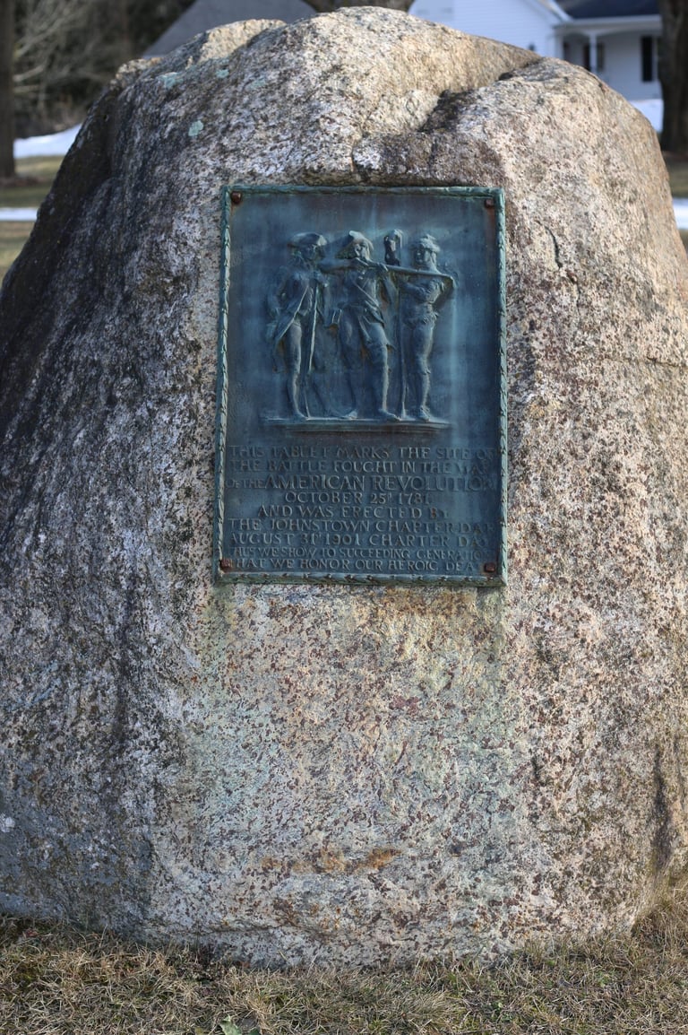 battle of johnstown stone marker with plaque