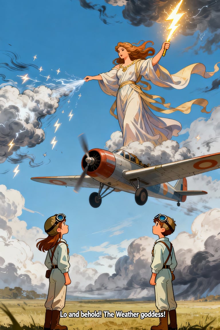 a woman in a white dress as weather goddess!! representing Aviation meteorology 