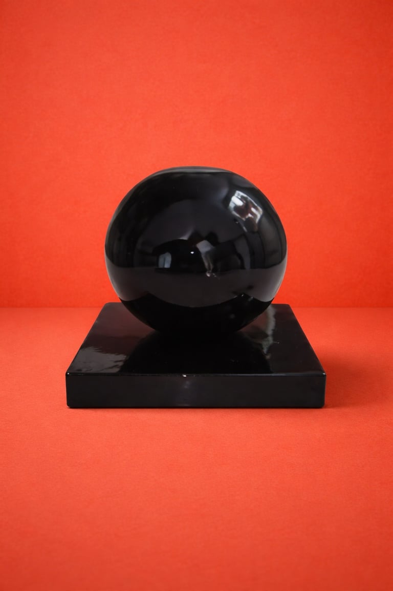 bola negra decorativa en fibra de vidrio