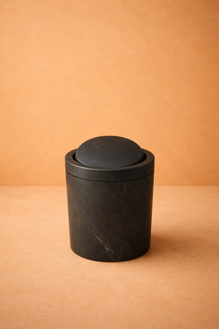 bote de basura pequeño negro en fibra de vidrio