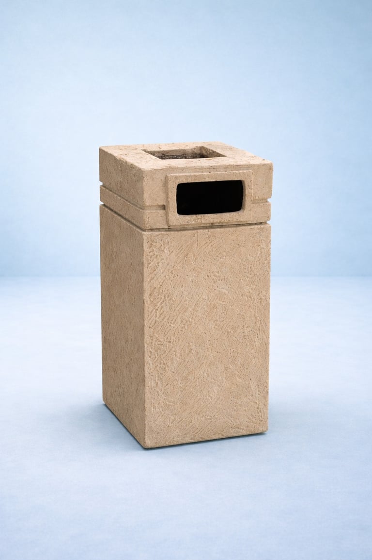 bote de basura arenoso en fibra de vidrio
