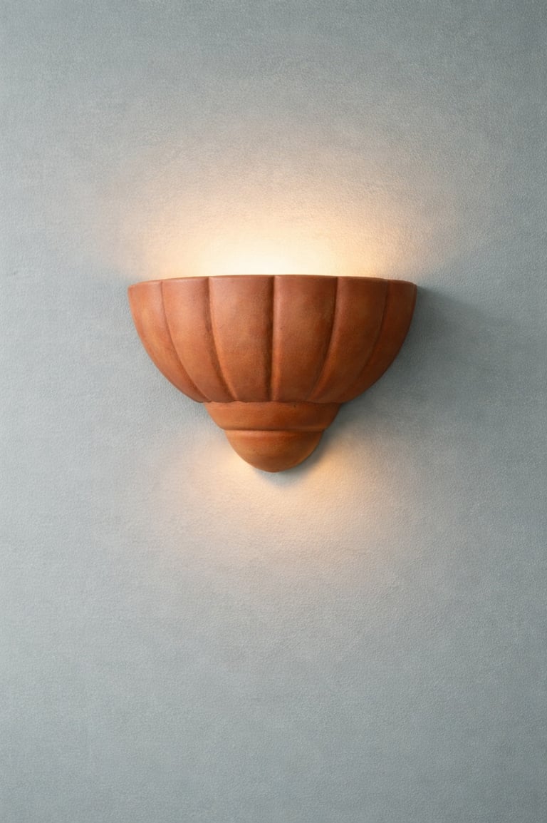 lampara de pared naranja tipo concha en fibra de vidrio