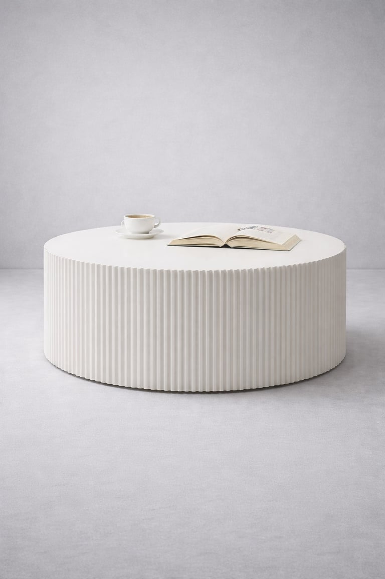 mesa blanca tipo pastel en fibra de vidrio