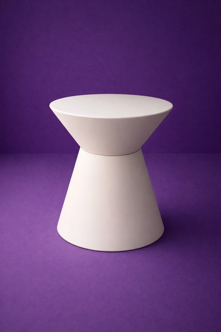 maceta blanca tipo hongo en fibra de vidrio