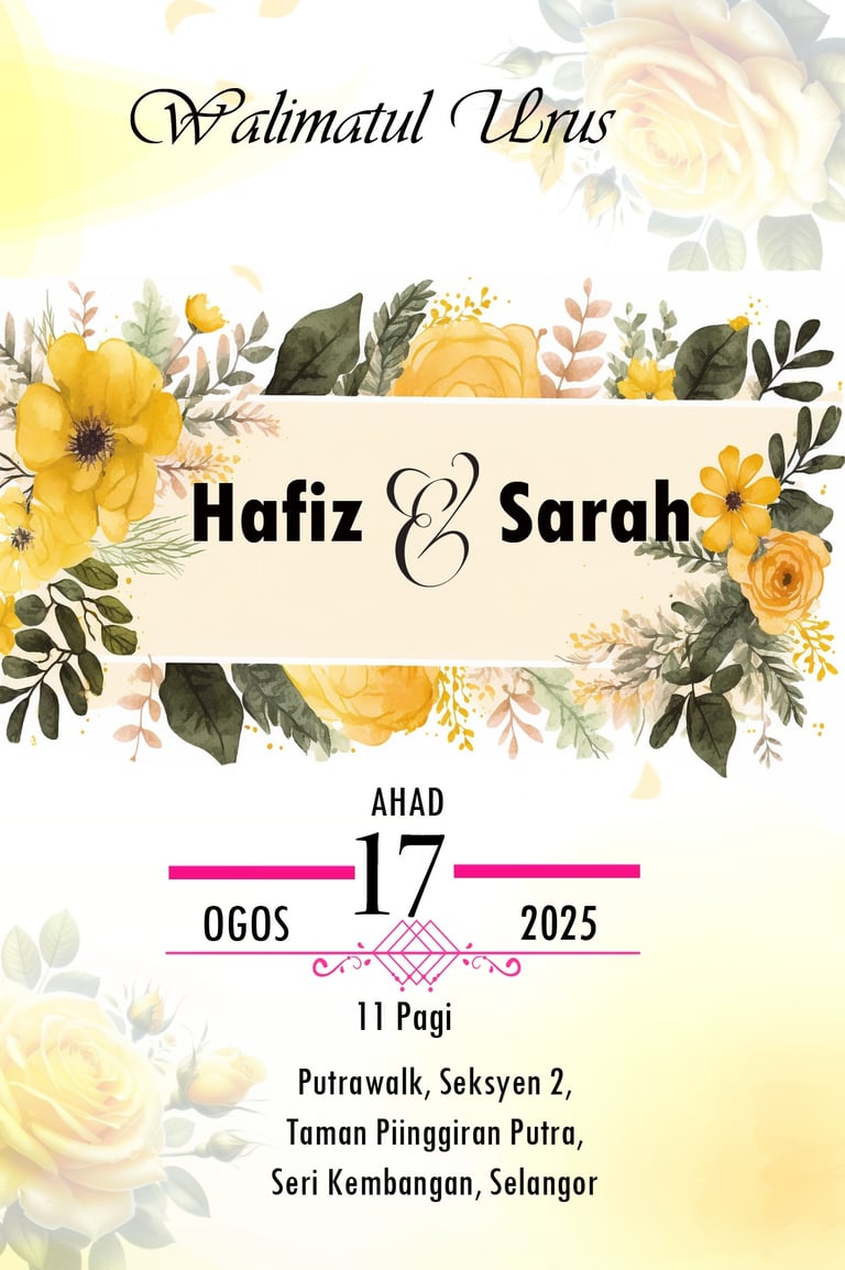 Kad Jemputan Kahwin murah kuning, yellow, gold