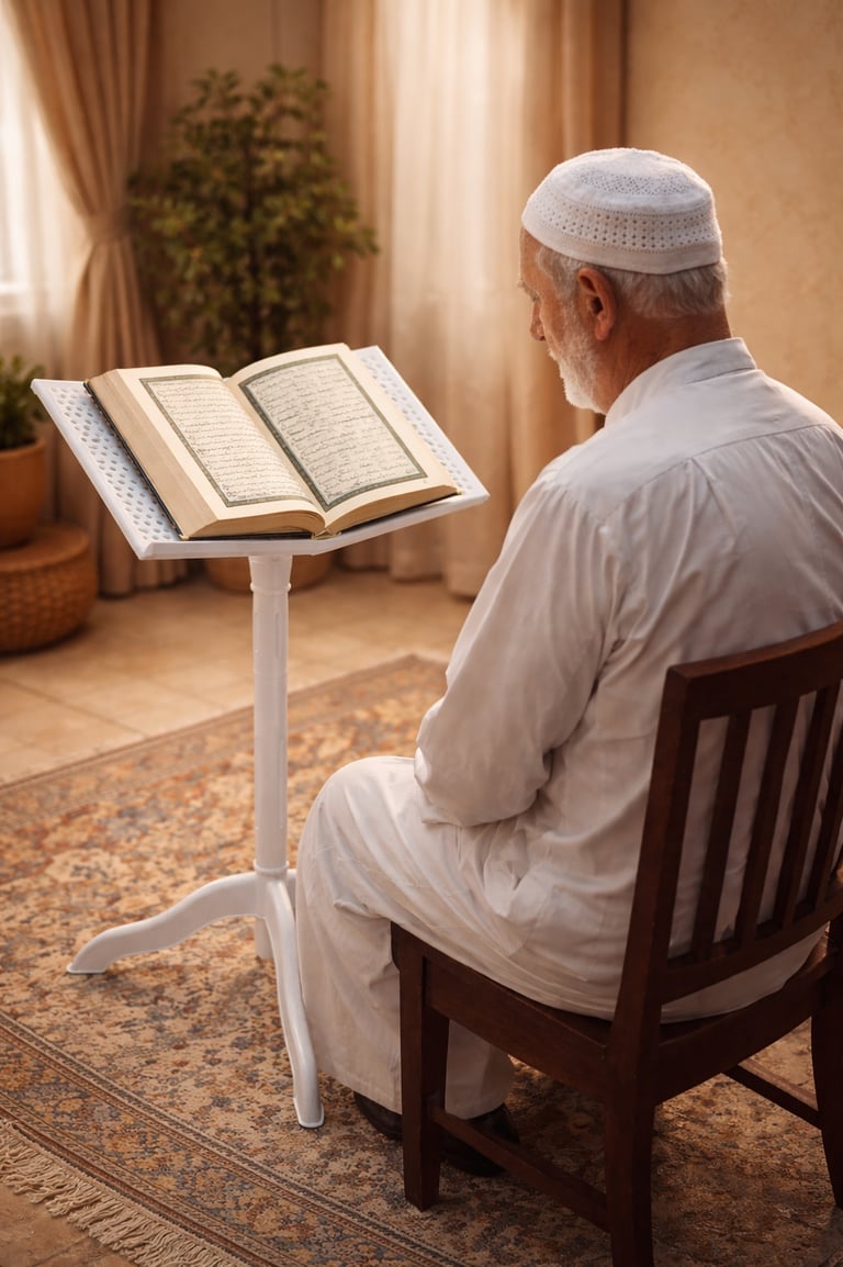person reading comfortably using a portable book stand