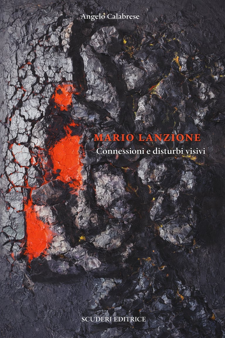 a book cover of mario lanzione, with a red and black background