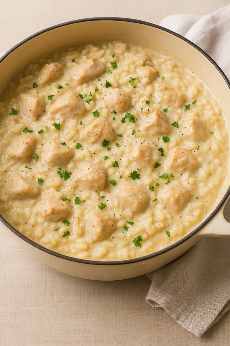 Creamy chicken and rice one pot