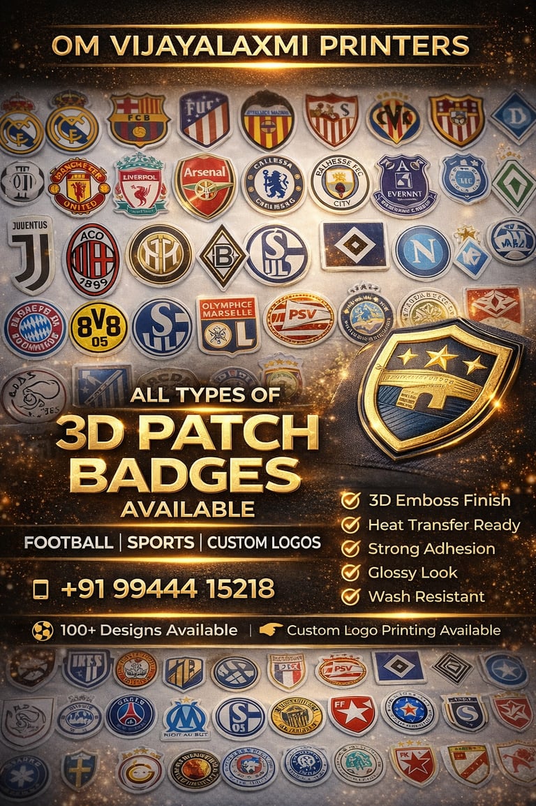 3D patch badges heat transfer stickers silicone HD logos Tirupur printing services