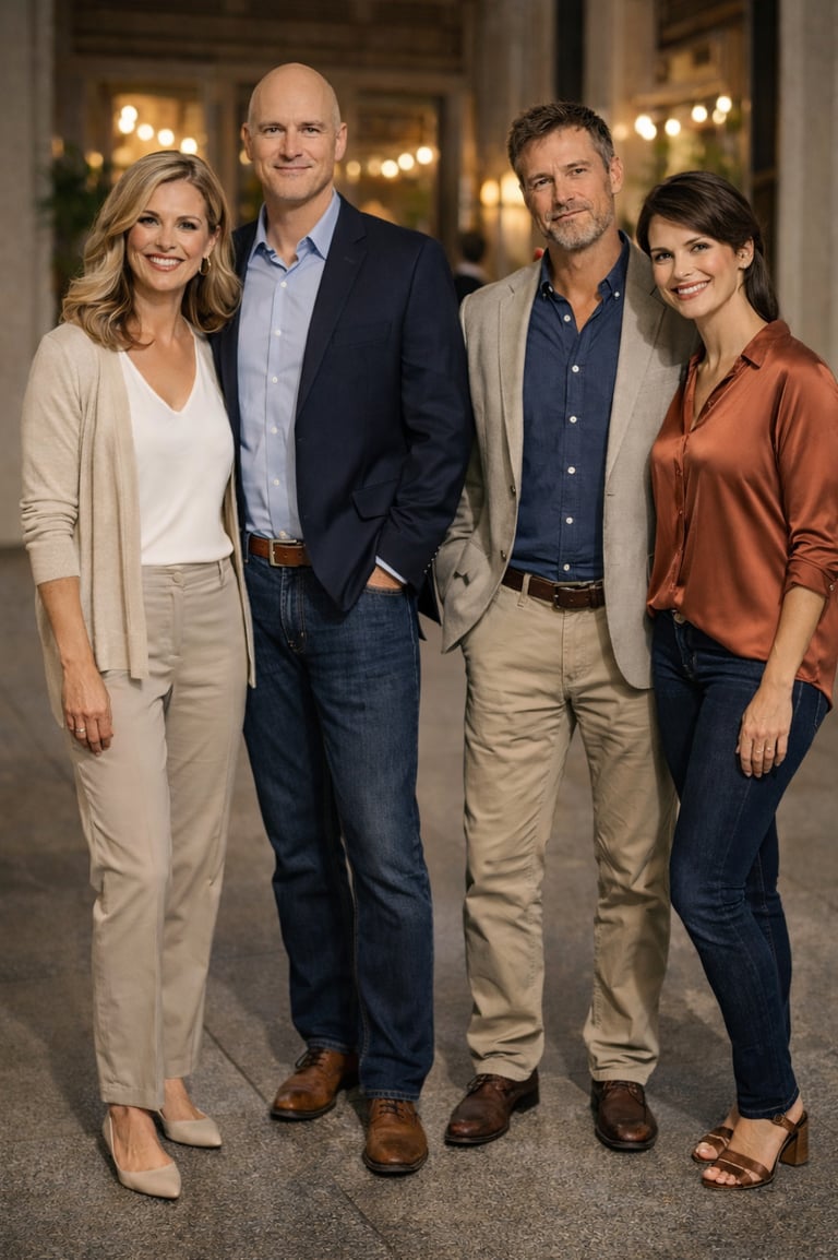 two good looking couples standing for a photo