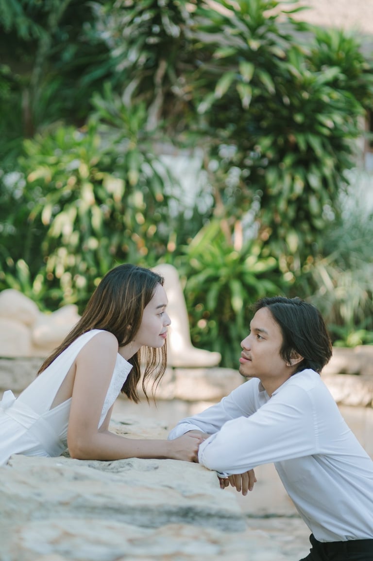 Romantic couple portrait during an intimate photography session at Novotel Bali Benoa in Tanjung Benoa Bali.