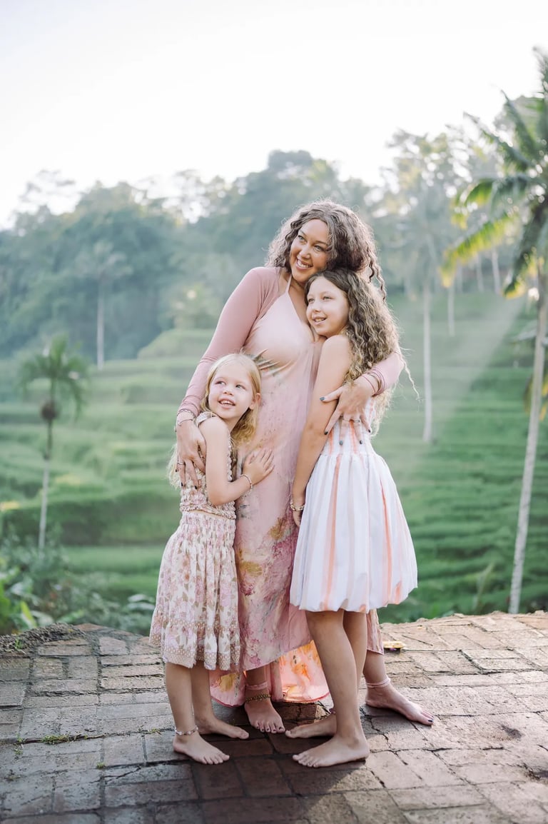 Mother and daughter portrait during a family photography session in Tegalalang Bali