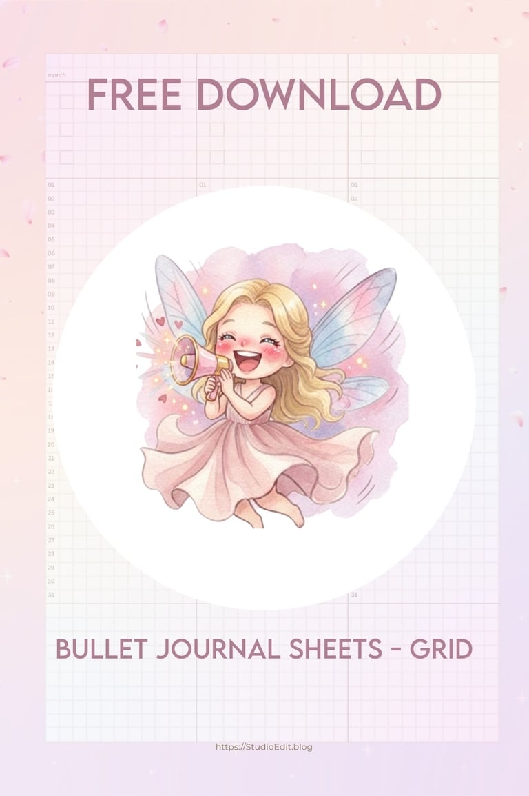 Free Download Blush Fairy Bullet Journal - Grid