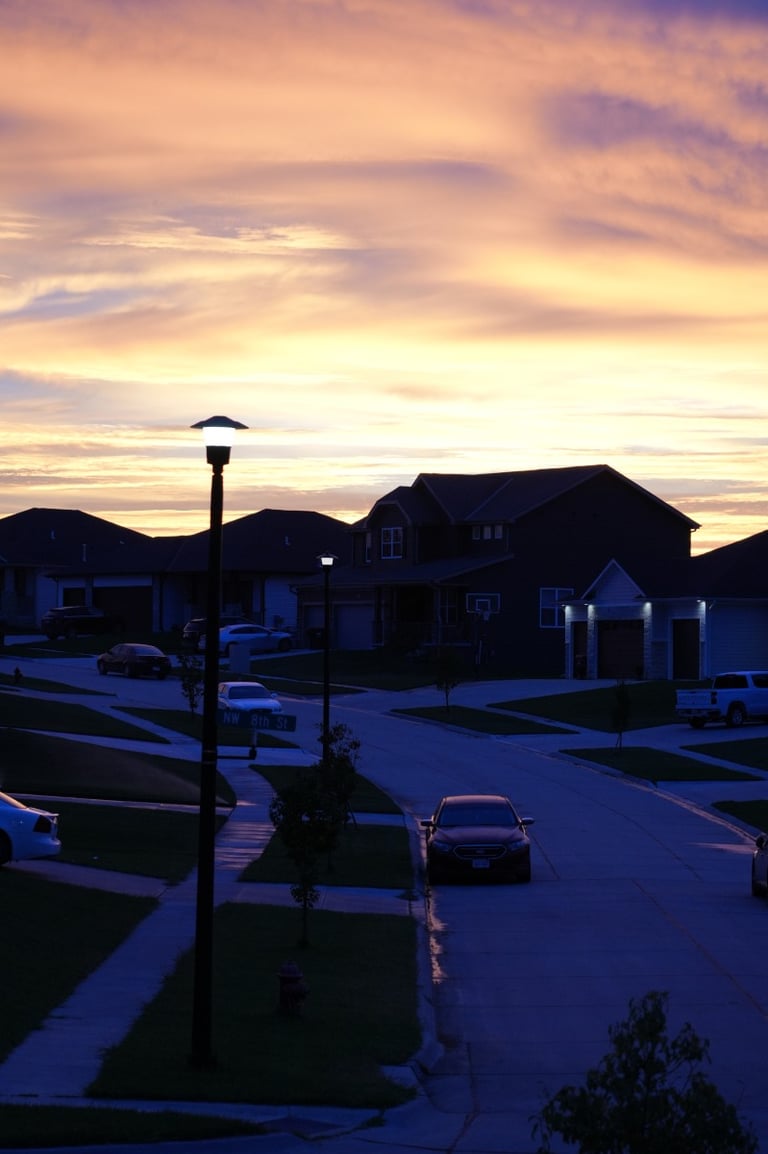 Sunrise over a Neighborhood