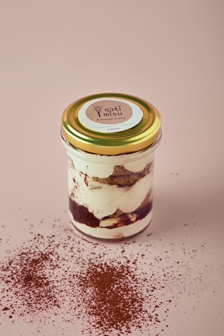 Nati Misu jar with chocolate flavoured tiramisu.