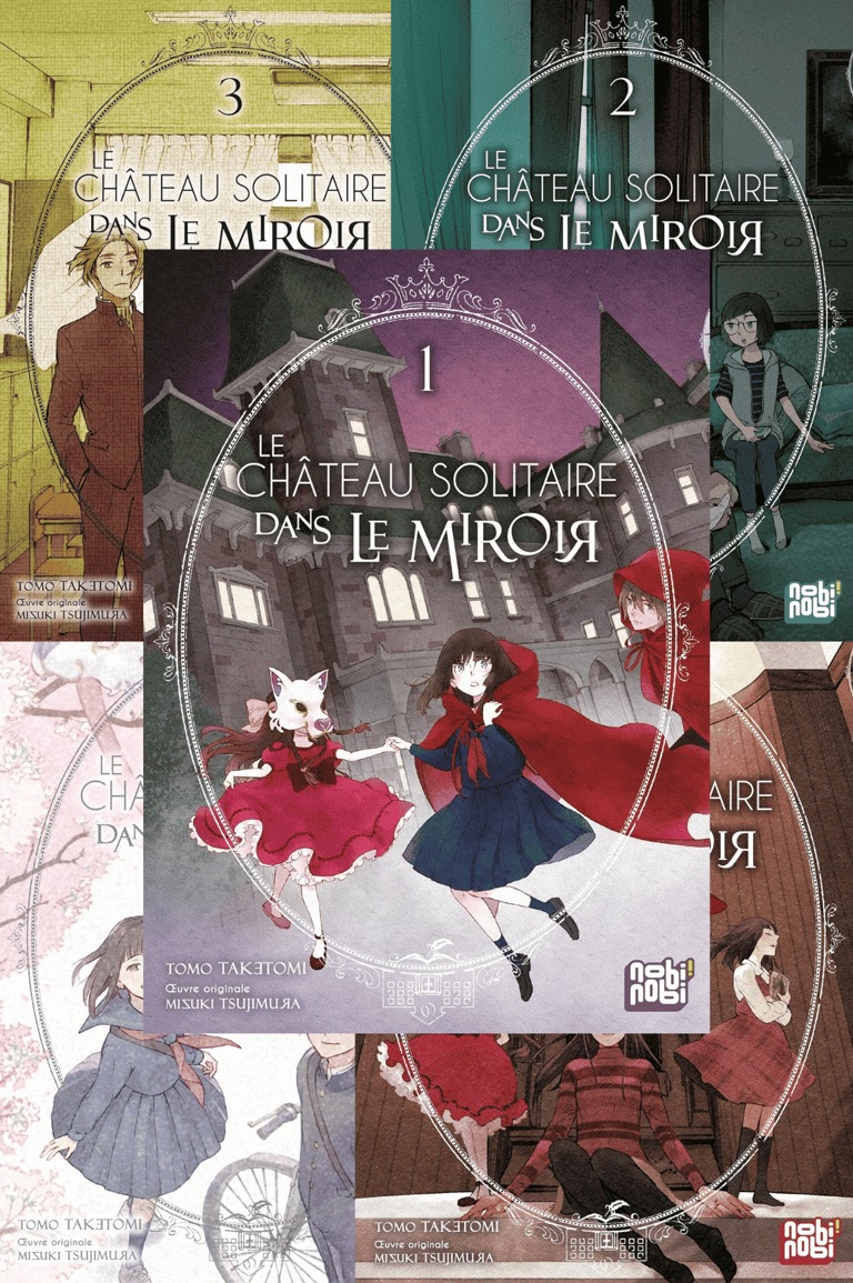 Premières de couvertures des 5 tomes du manga Le château solitaire dans le miroir