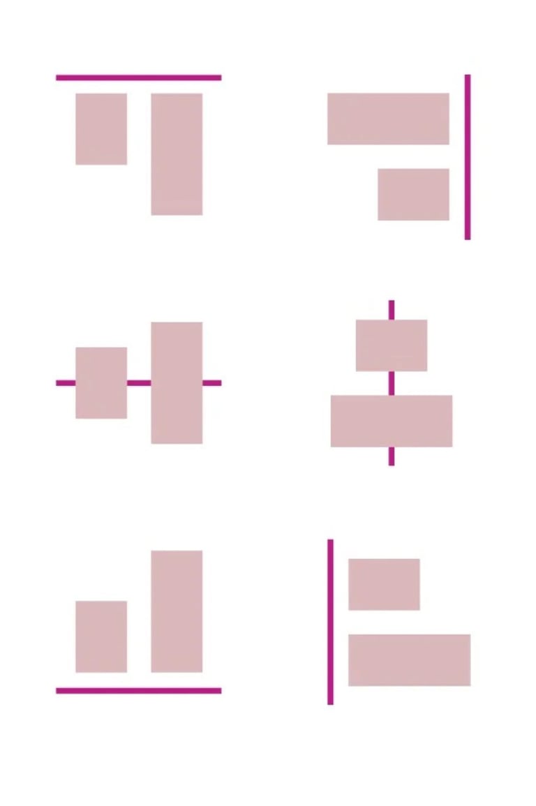 illustration of different visual alignment