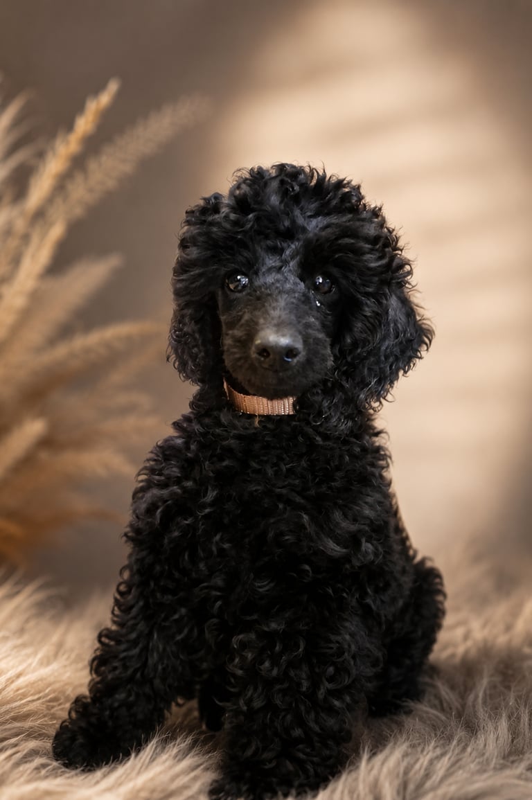 Femelle caniche toy noir des rives de riss disponible
