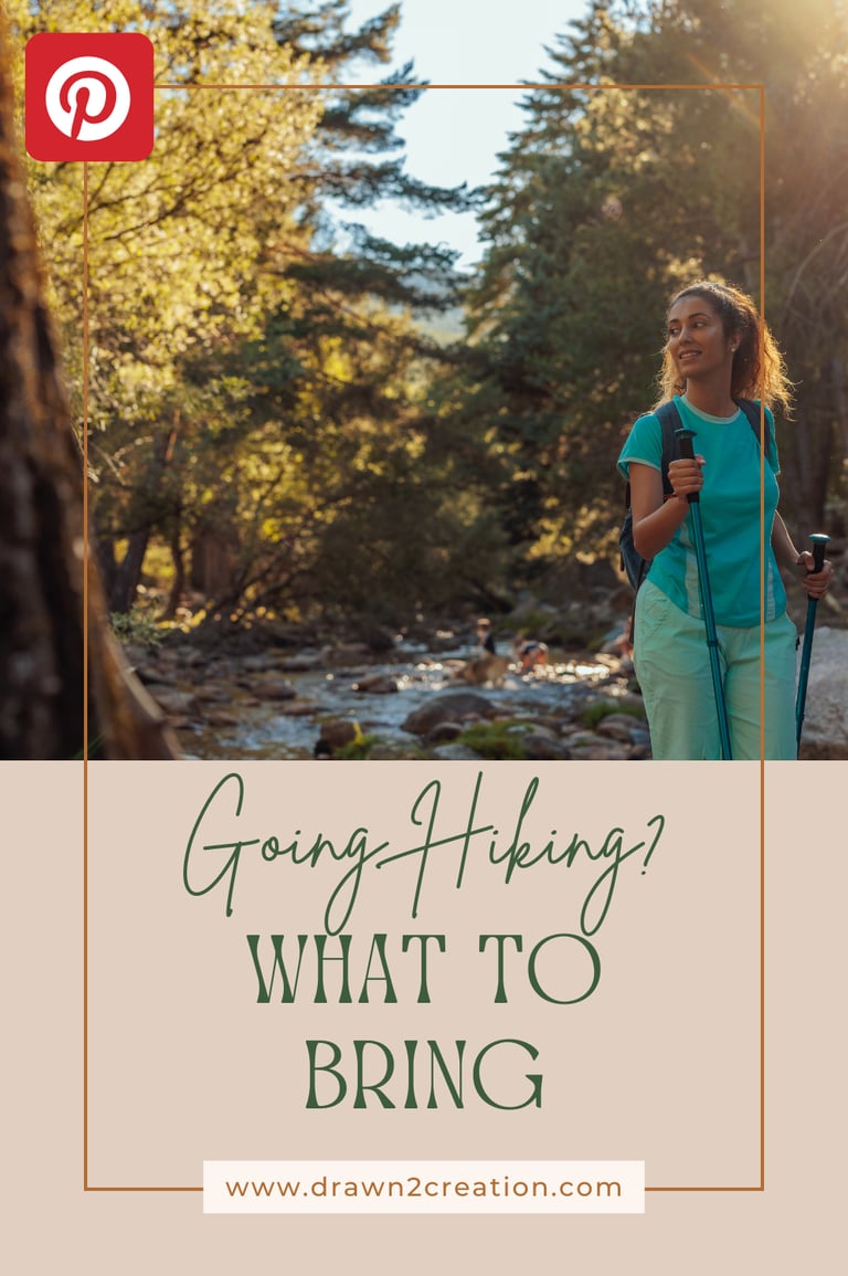 hiker hiking on a rocky path, text about what to bring on a hiking trip