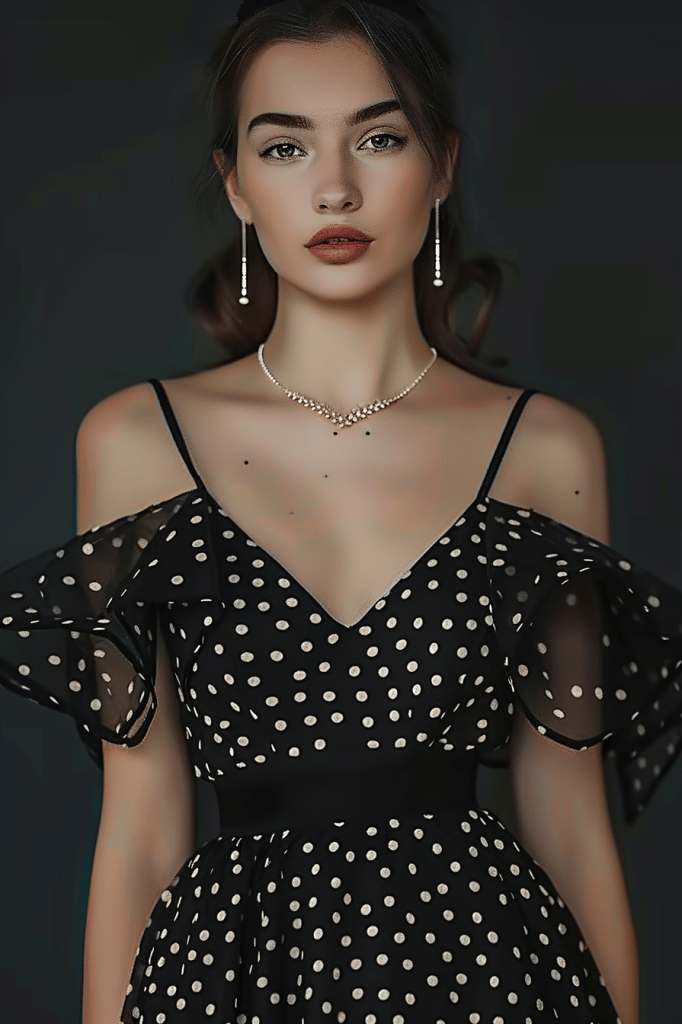 Prom Look Idea #2 Polka Dot Evening Dress. Playful Whimsical Outfit