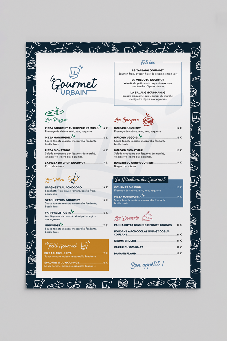 Menu - restaurant - Le Gourmet Urbain - Amy atelier graphique