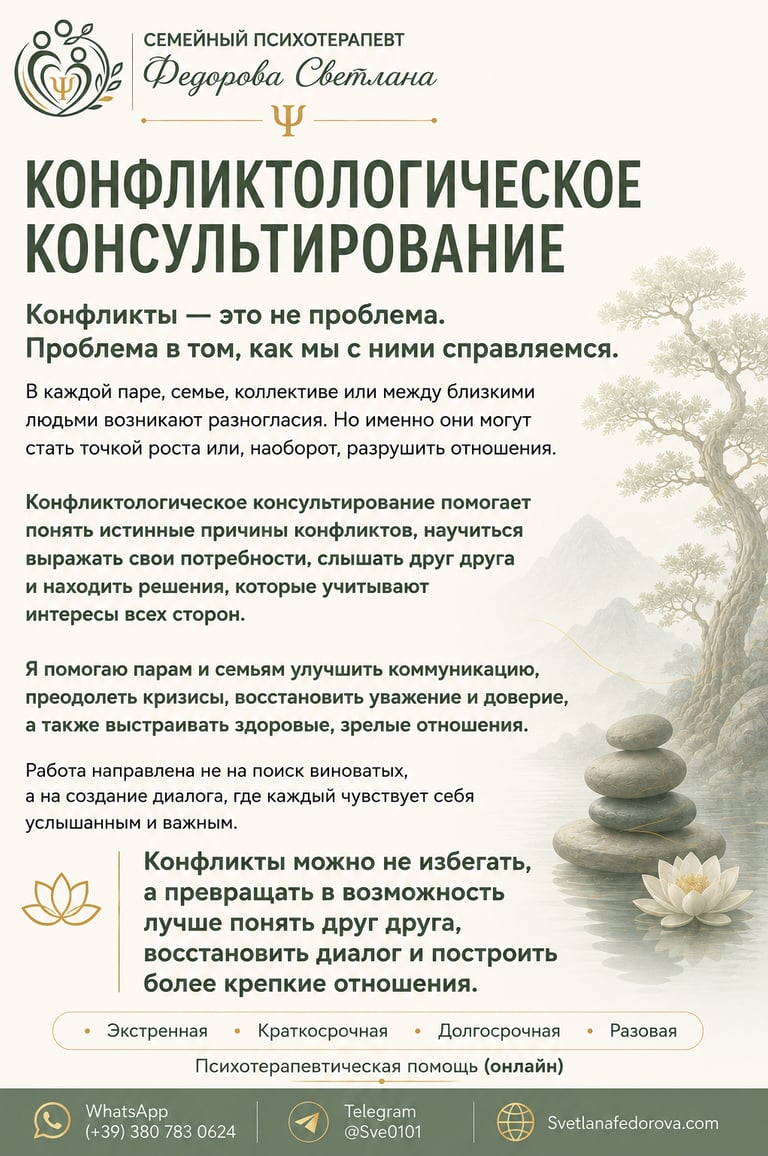 Конфликтологическое консультирование. Помощь в разрешении конфликтов и улучшении общения.