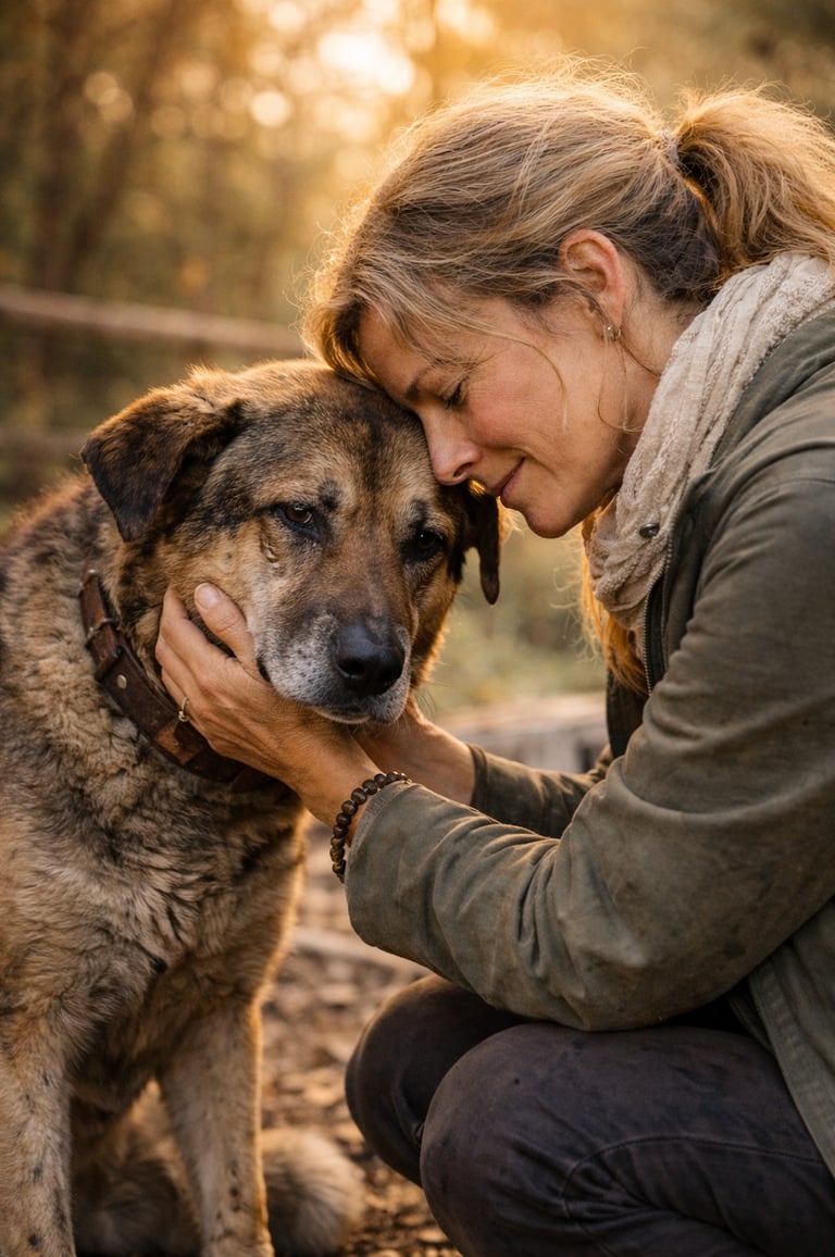 getraumatiseerde hond die opgevangen is