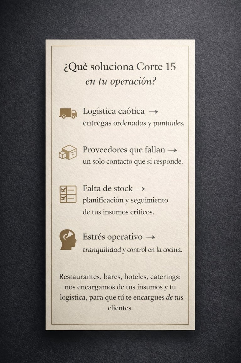 bastecimiento gastronómico solucionados por Corte 15 productos premium logística y selección 