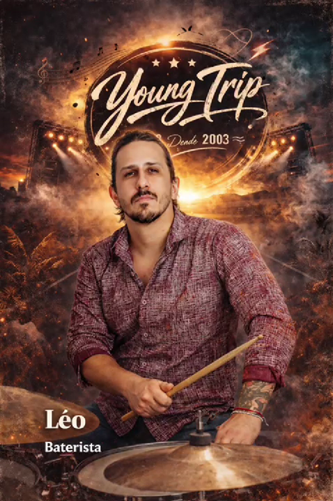 leo novo baterista da young trip