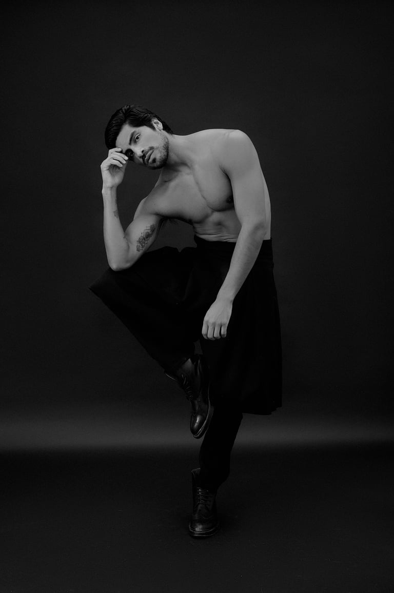 Dany Peña editorial male model movement pose