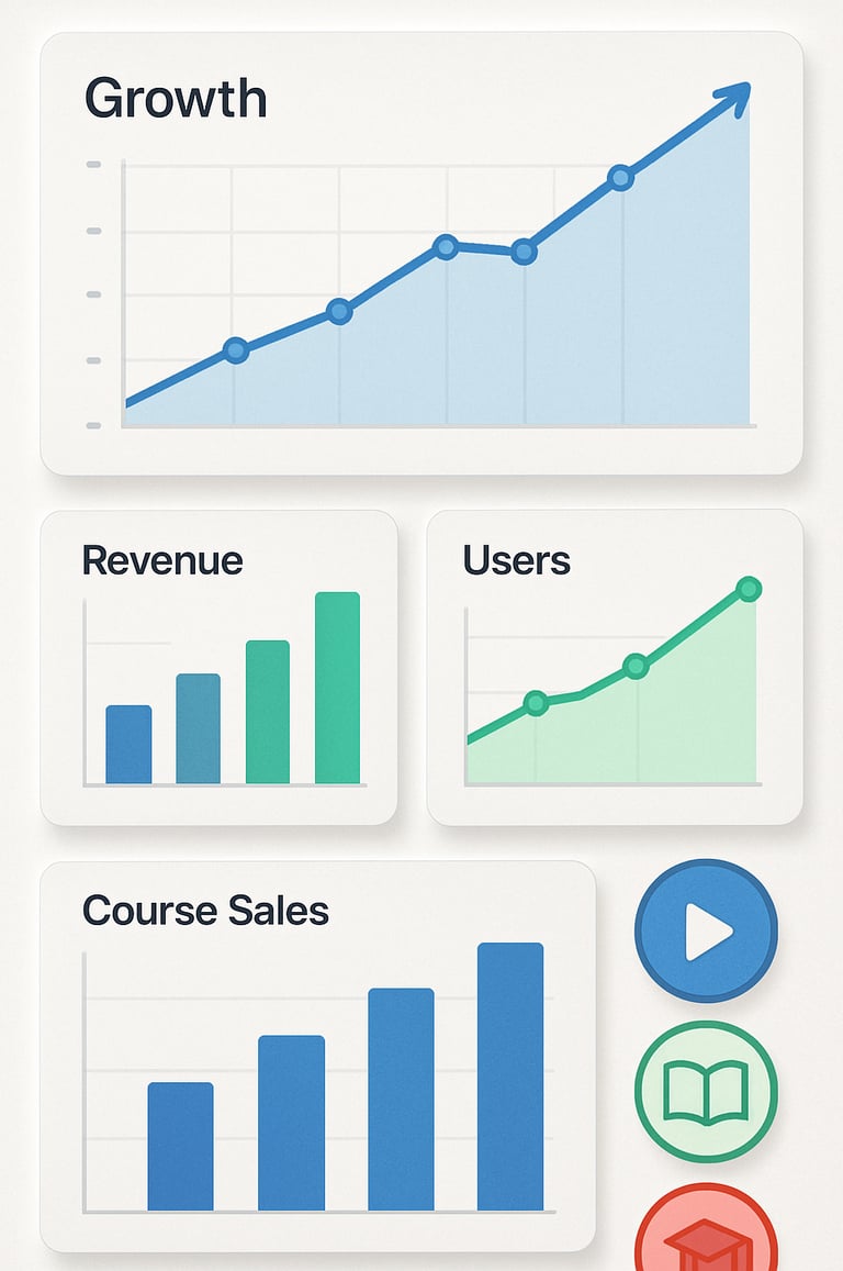 Dashboard-gráficos-crescimento-mostrando-métricas-mencionadas-com-ícones-para-cada-tipo-conteúdo-edu