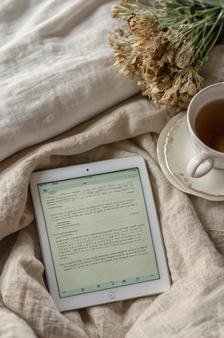 Vue tablette sur blog mariage, ambiance douce