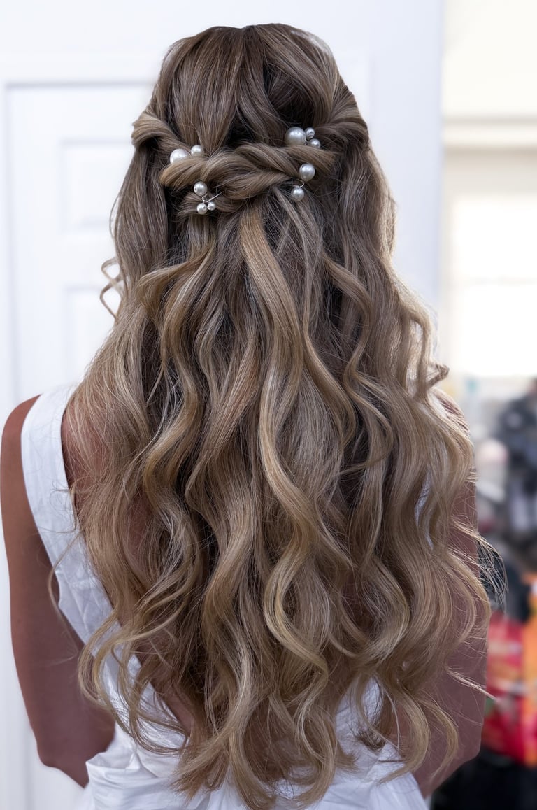 romantic soft half up wedding hairstyle chapel of orange wedding hairstyle