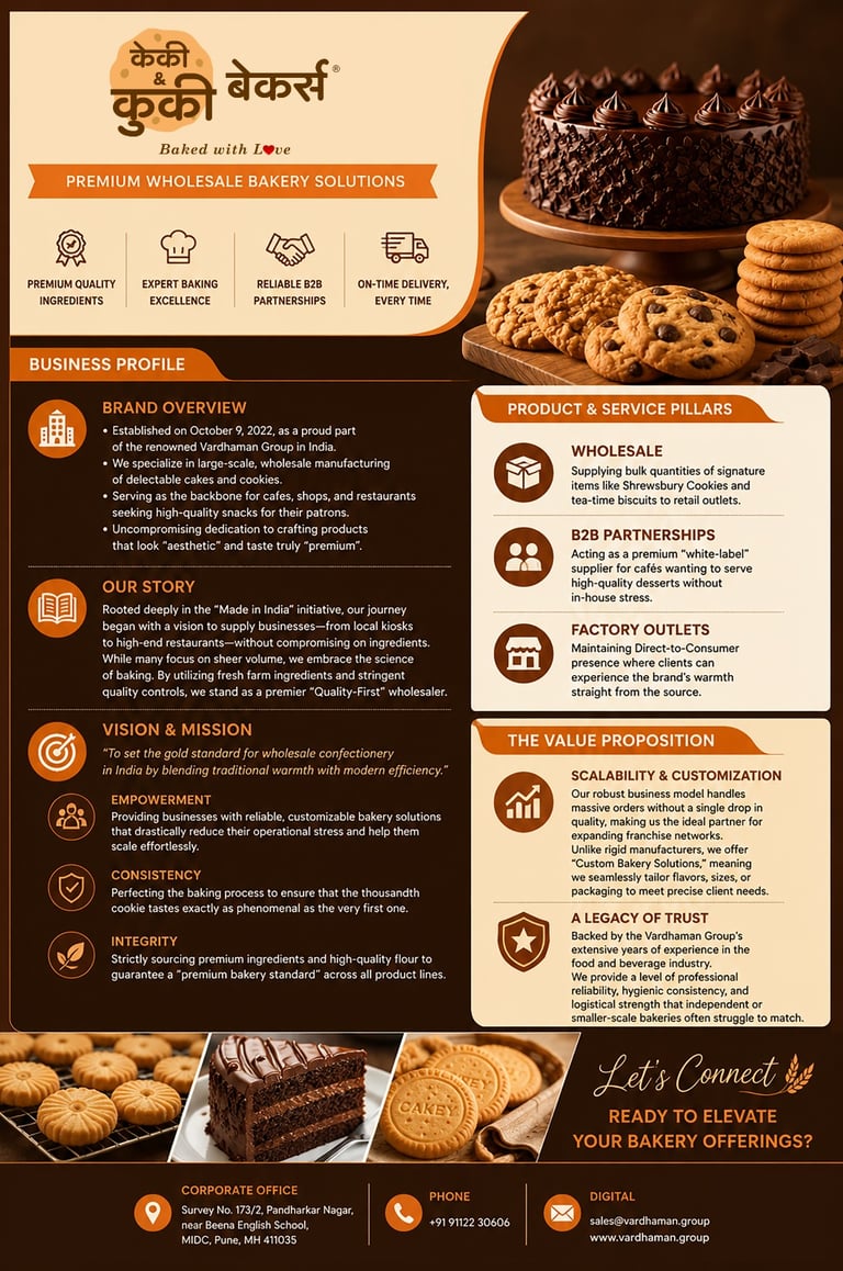 Cookie Bakers business profile showing premium wholesale cookies, Shrewsbury biscuits, and B2B bakery solutions.