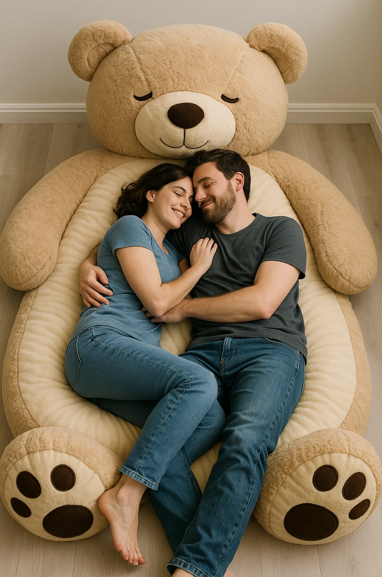 un lit en forme de nounours peluche - Illustration Journée mondiale de la peluche