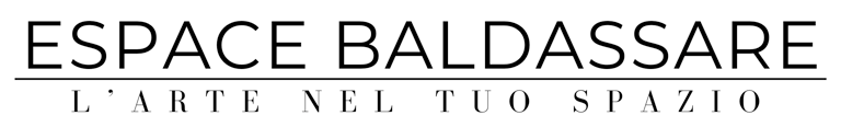 Espace Baldassare logo with the slogan L'arte nel tuo spazio in elegant black typography.