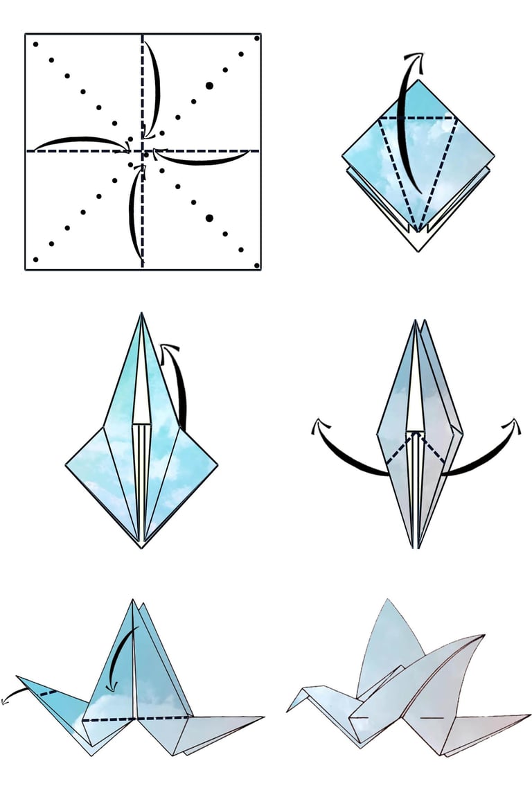 Istruzioni per creare una Cicogna di origami con la carta