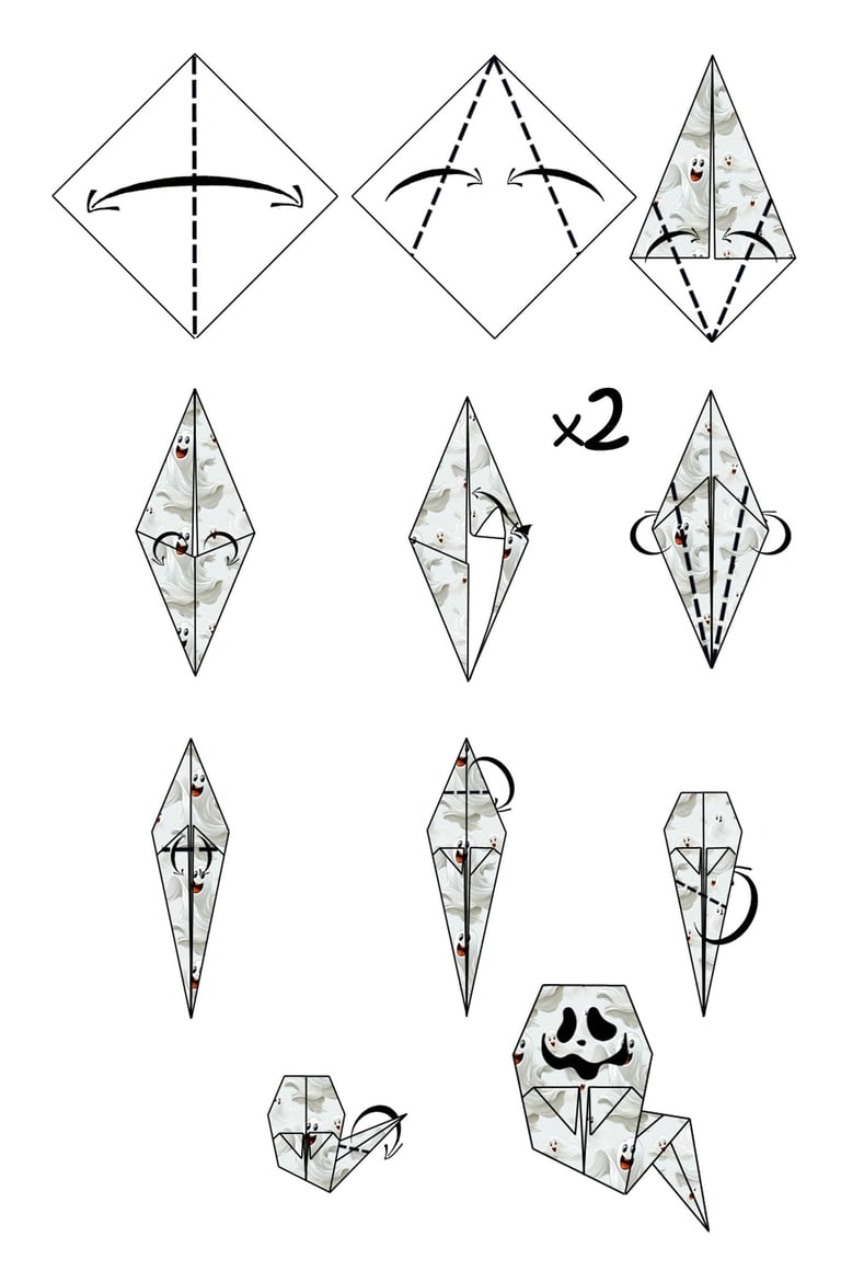 Istruzioni per creare un Fantasma di origami con la carta