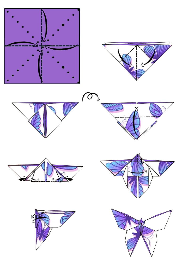 Istruzioni per creare una Farfalla di origami con la carta